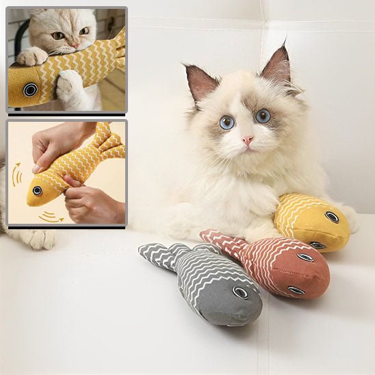 Jouet Poisson Kitty Kick Stick avec herbe à Chat : Votre chat le promènera partout dans la maison