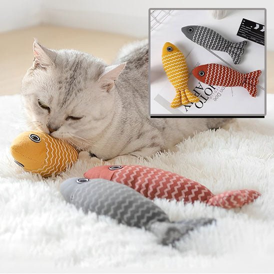 Jouet Poisson Kitty Kick Stick avec herbe à Chat : Votre chat le promènera partout dans la maison