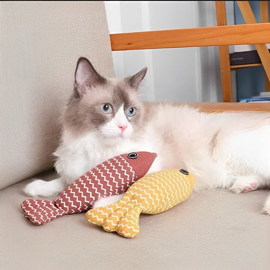 Jouet Poisson Kitty Kick Stick avec herbe à Chat : Votre chat le promènera partout dans la maison